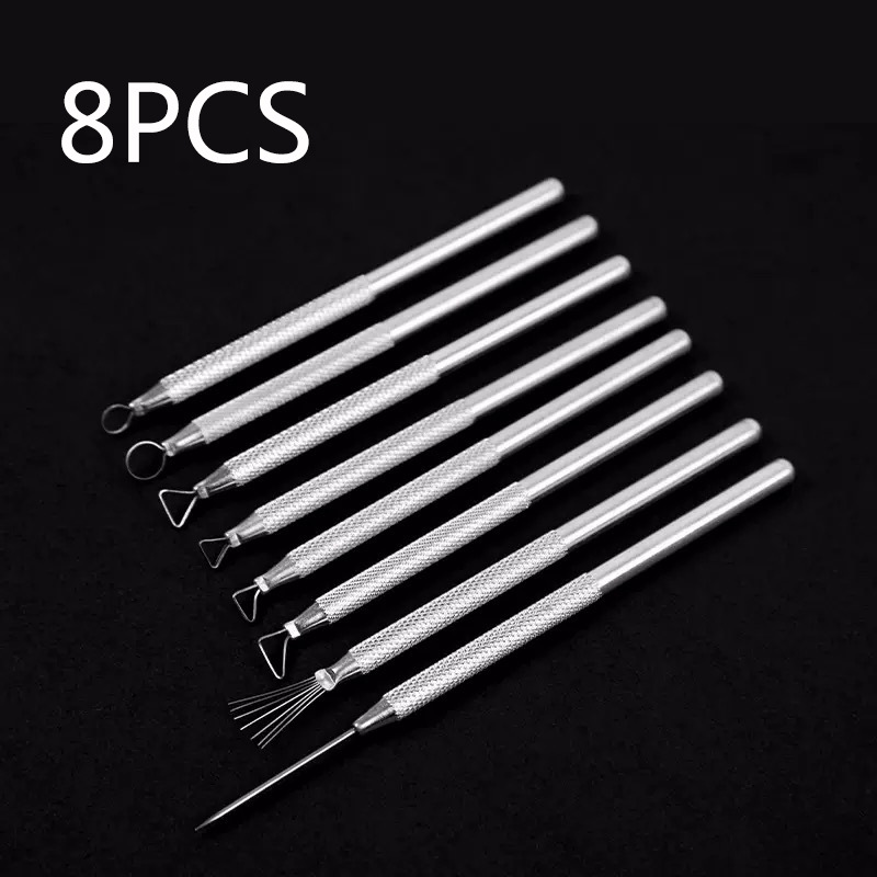 Model Kit Tools - 8個入りアルミロッドセラミックツールセット、粘土彫刻ツール、精密彫刻用陶器モデリングカービングナイフスクレーパー