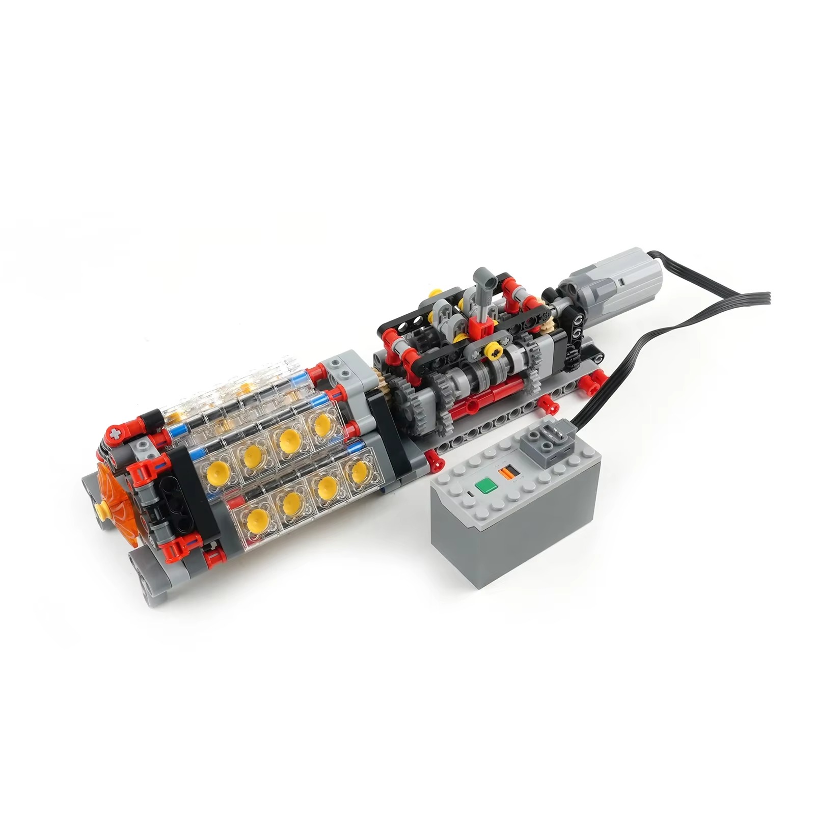 Model Kit Engine - ハイテク透明V16エンジン小型ビルディングブロック6速トランスミッション機械組立ブロッククリエイティブブロックDIYおもちゃ