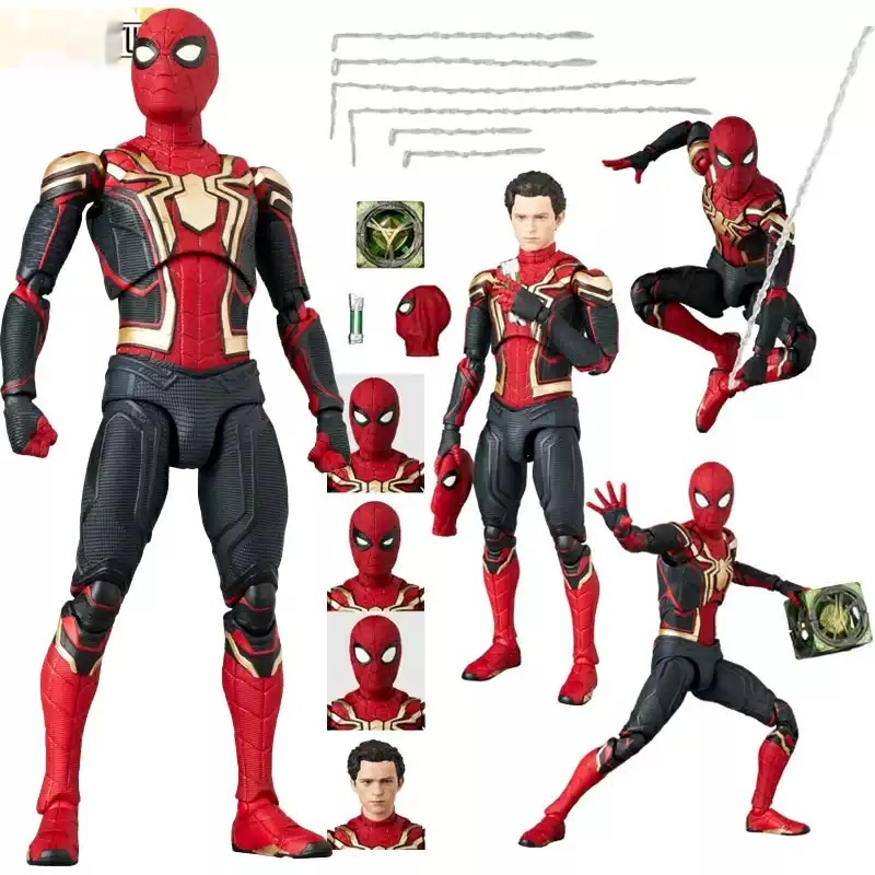 Model Kit Iron Man Mark 50 - 新しいメディコム・トイ・マフェックス可動式アクションフィギュア「ノーウェイ・ホーム・スタジオズ」コレクタブル、交換可能なヘッドスカルプトオーナメント付き