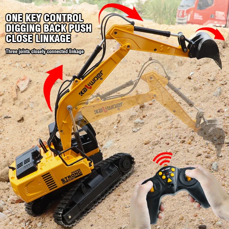 Model Kit Excavator - Huina Rc ショベル 1/24 9Ch リモートコントロールカートラックモデルカーのおもちゃ合金プラスチックシミュレーション建設車両男の子子供用
