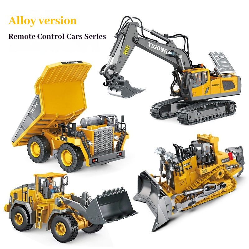 Model Kit Excavator - YIGONG合金製リモートコントロールエンジニアリング車両 2.4GワイヤレスRC掘削機 ブルドーザー ダンプトラック モデル ホビーコレクション用