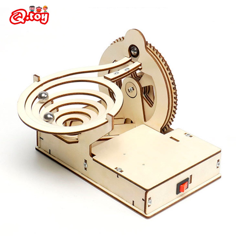 Model Kit Wood - 科学-教育用3D木製キット,ボールエレクトリックアセンブリ,機械式ギアエンジニア,モデル玩具