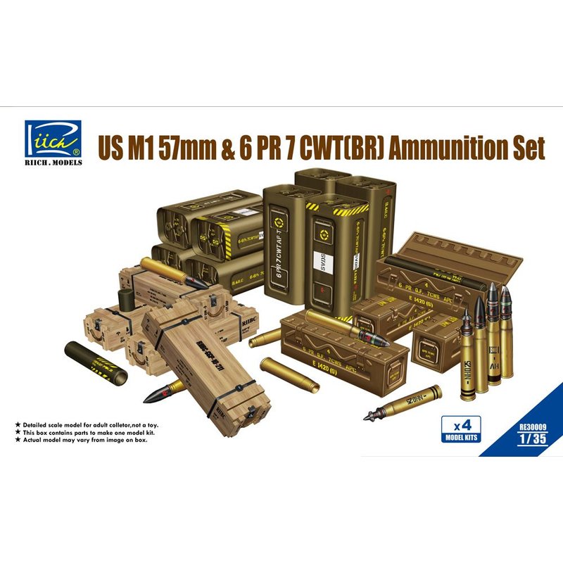 Model Kit Revell - Riich-モデルre30009,1/35,us m1,57mm,6 pr 7 cwt (br),弾薬,スケールモデルキット