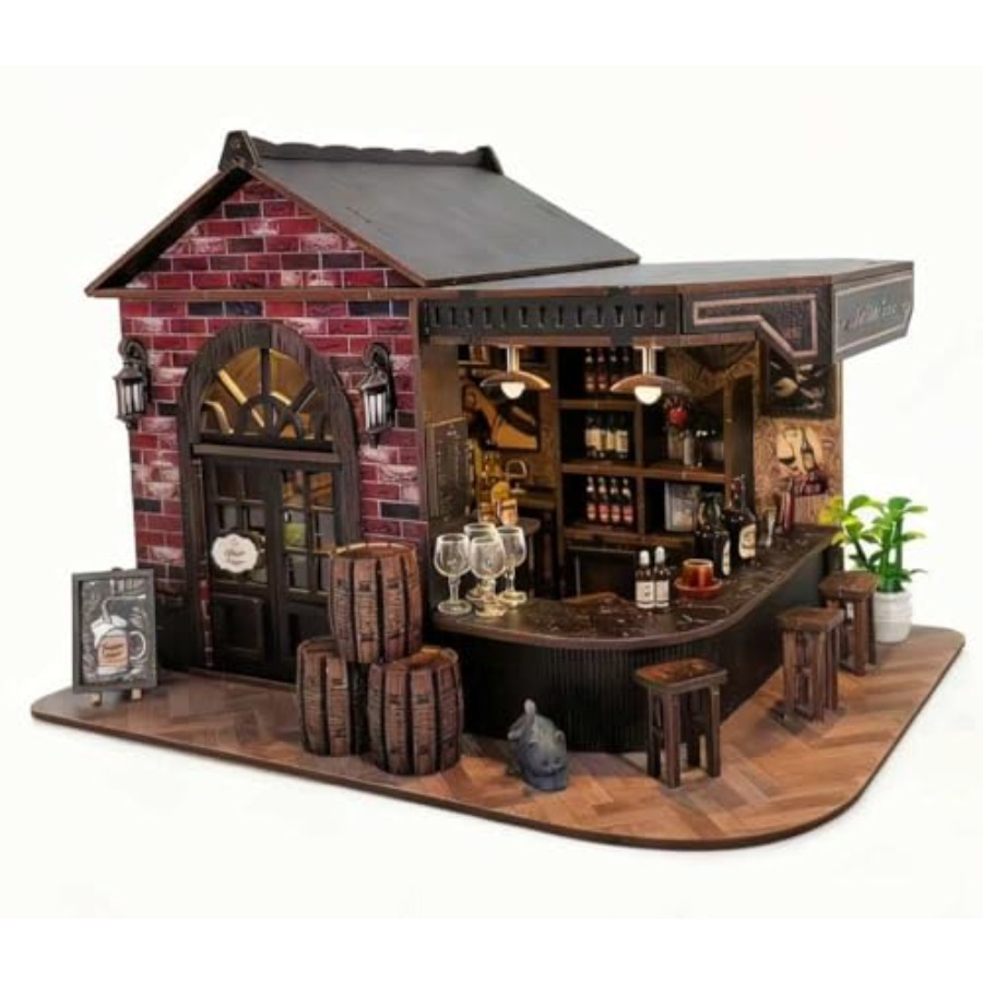 ブックヌックキット、3D木製ミニチュア居酒屋とパブドールハウ - Model Kit Wood のレビューと価格