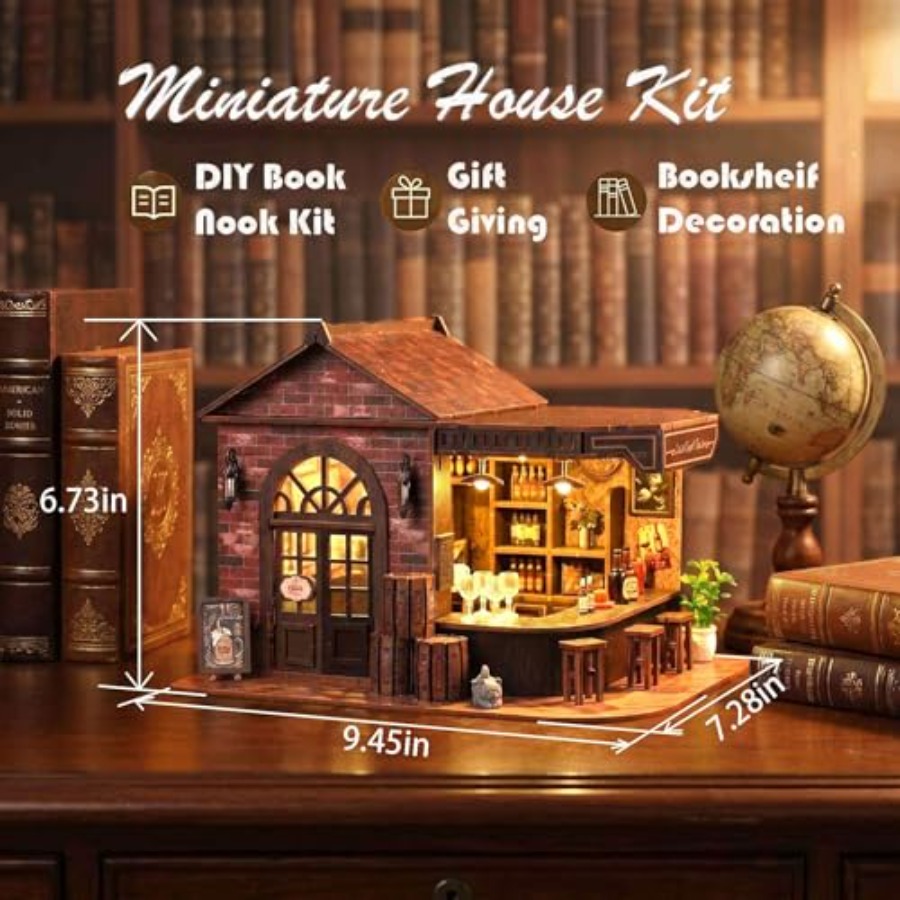 ブックヌックキット、3D木製ミニチュア居酒屋とパブドールハウ - Model Kit Wood のレビューと価格