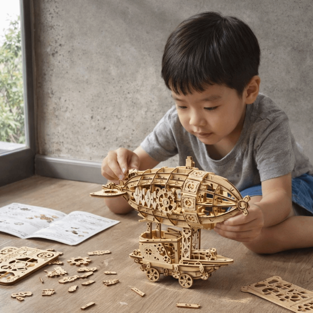 木製構造飛行船模型機械設計手作り3D木製パズル3Dパズル機械 - Model Kit Wood のレビューと価格